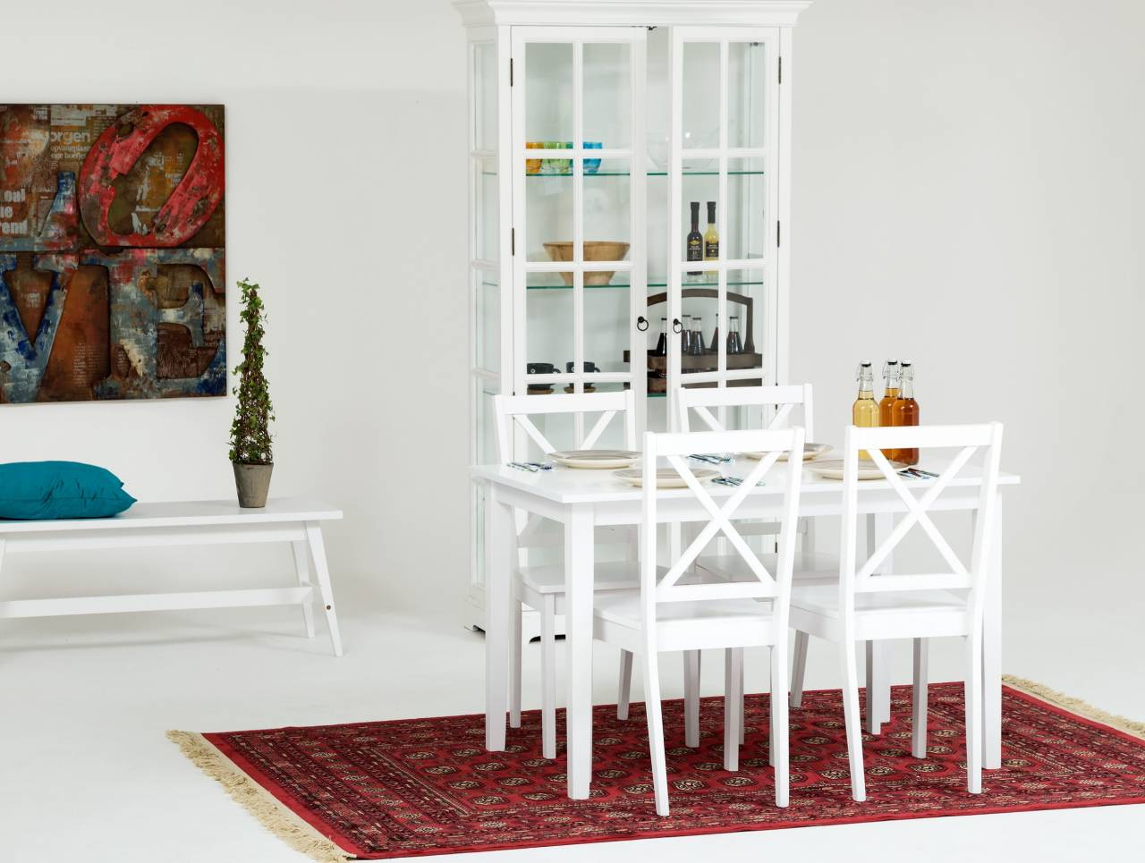 BARRINGTON Bord 120 + 4 Stolar Vit