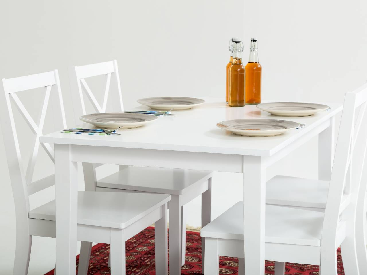 BARRINGTON Bord 120 + 4 Stolar Vit