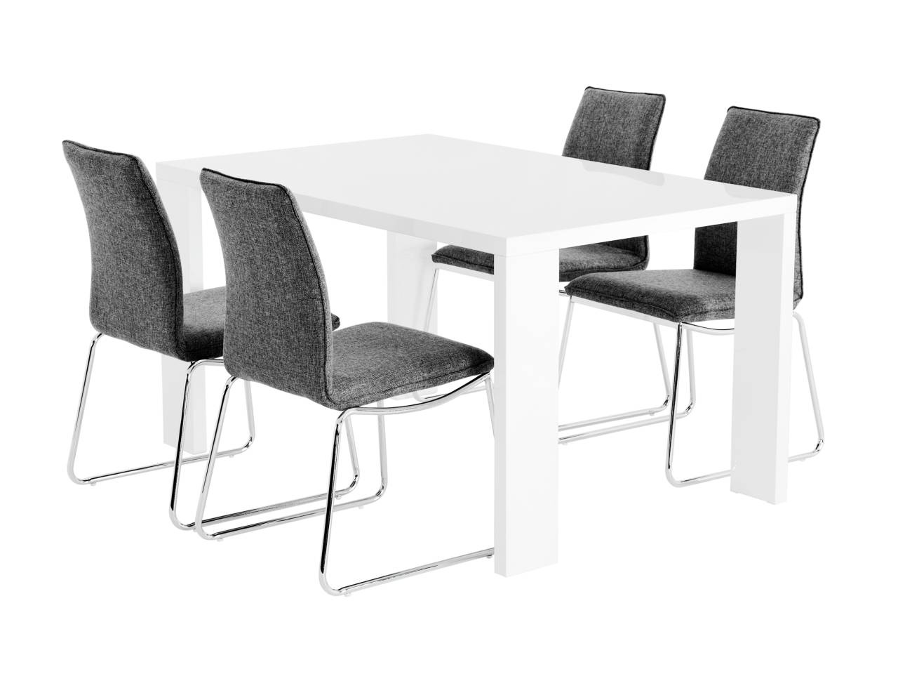 R�NNE Bord 140 Vit + 4 LJUNGAN Stol Gr�