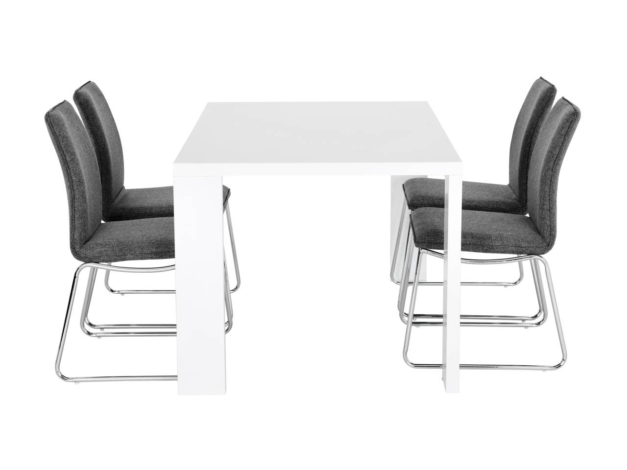 R�NNE Bord 140 Vit + 4 LJUNGAN Stol Gr�