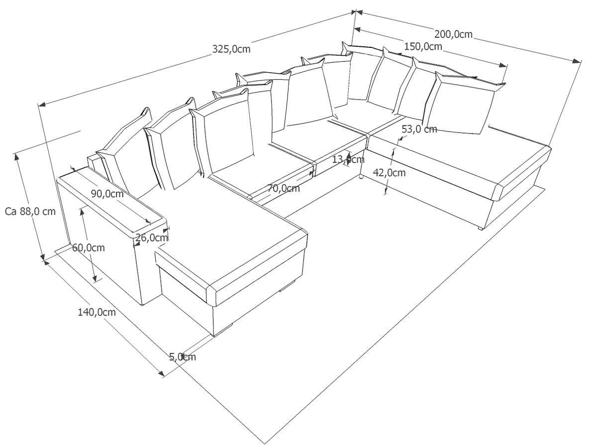 CHICAGO Large U-Soffa Ljusgr�